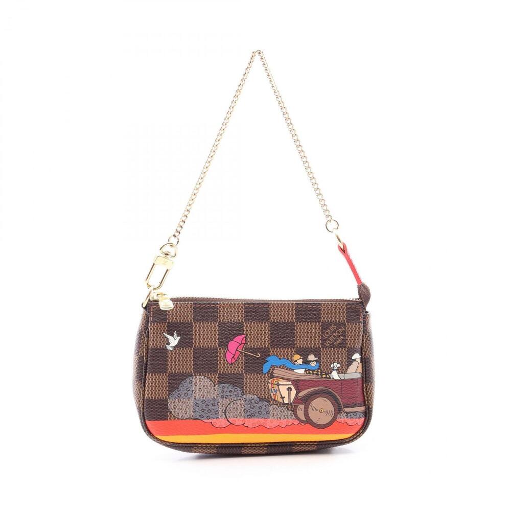 Louis Vuitton Mini Pochette Accessoires Damier Ebene Illustré Handbag, Coated...